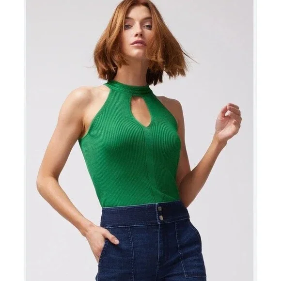 WHBM White House black market braided halter top green knit size S - Picture 1 of 13